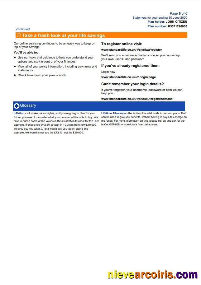 United Kingdom Standard Life utility bill 7 pages 7